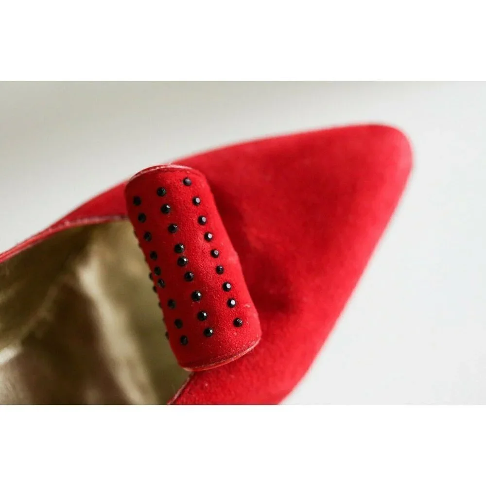 Vintage Sophia Bright Red Suede Super Sexy High Heels 36.5
